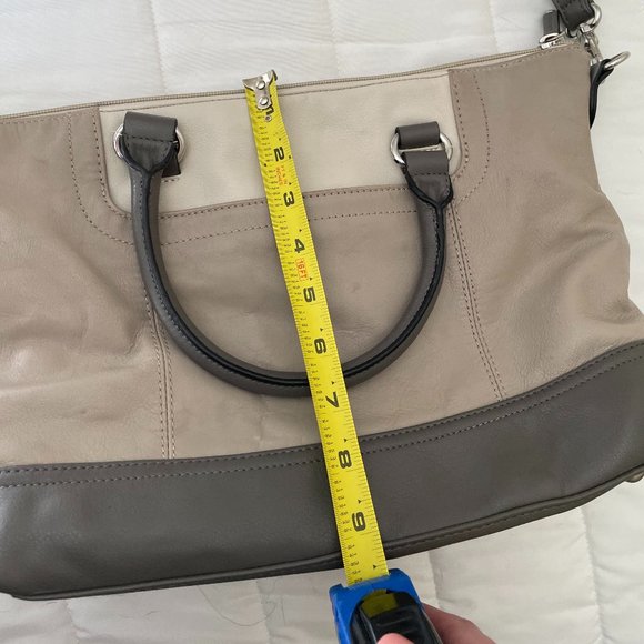 Tignanello Gray Color Block Leather Handbag - Picture 8 of 10
